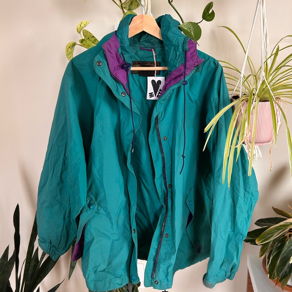 Eddie Bauer Teal & Purple Hooded Shell Jacket
